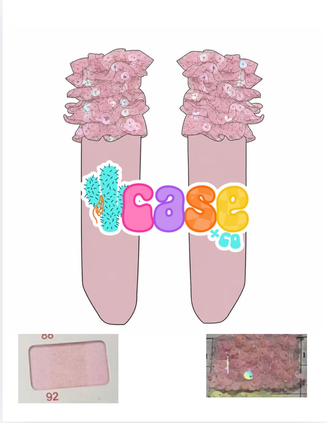 Light Pink Sequin Top Boot Sock PREORDER