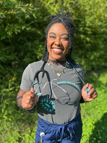 Turquoise Stethoscope Tee