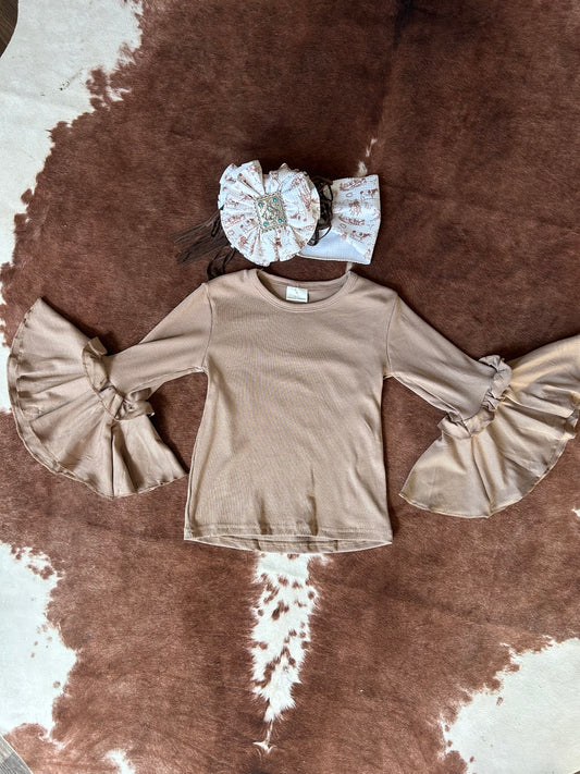 Tan Bell sleeve Top RTS