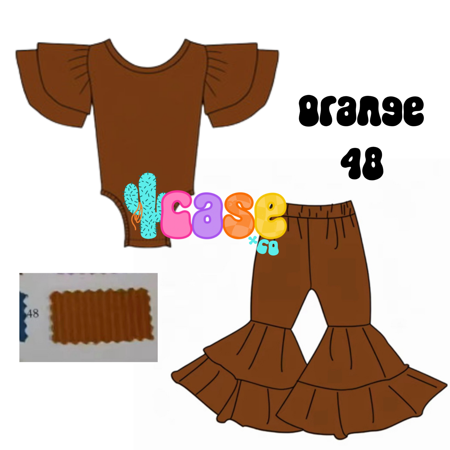 Orange Ribbed flutter sleeve PREORDER