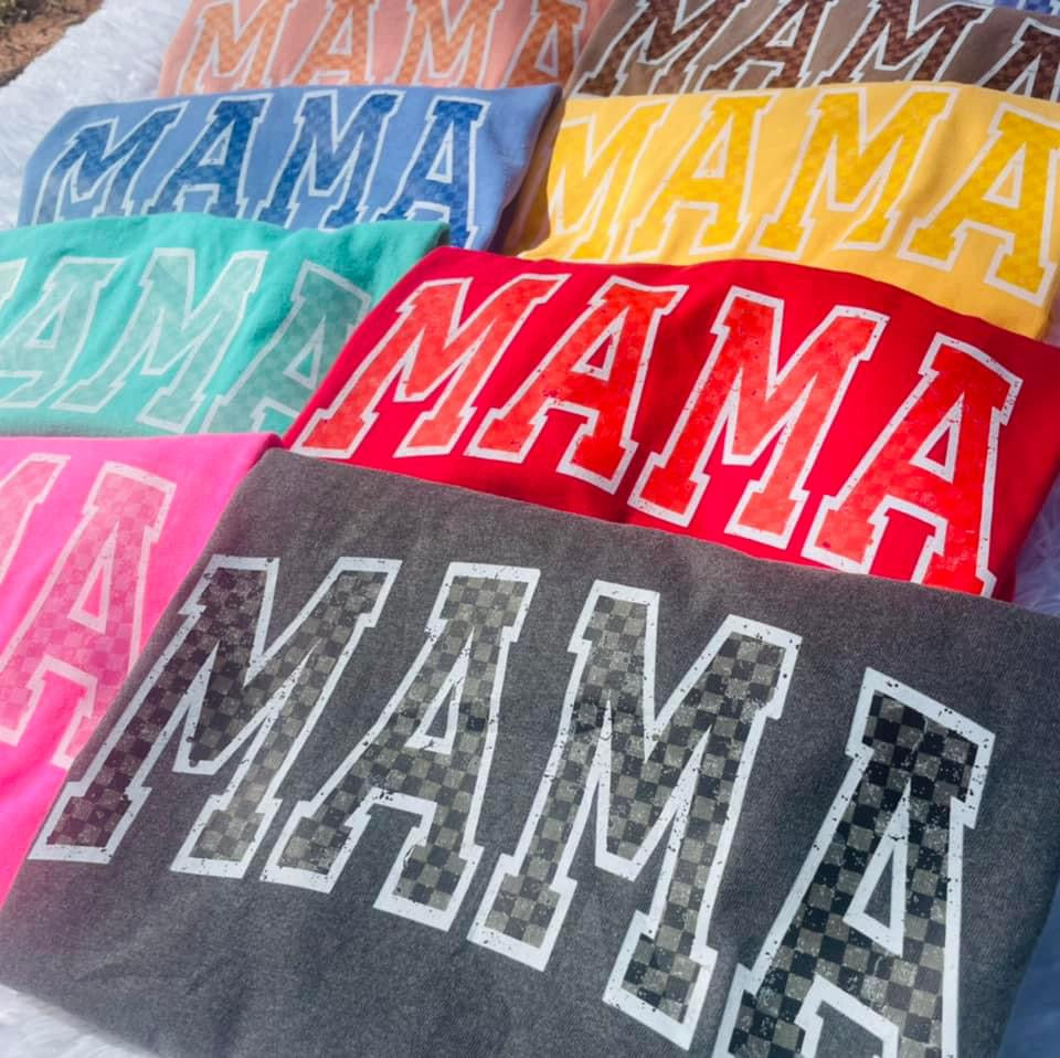 checkered mama tee