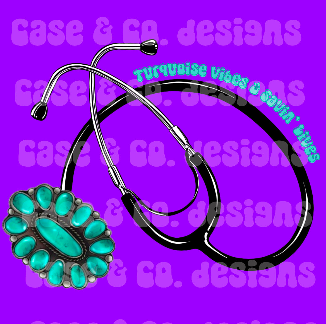 Turquoise Stethoscope Tee