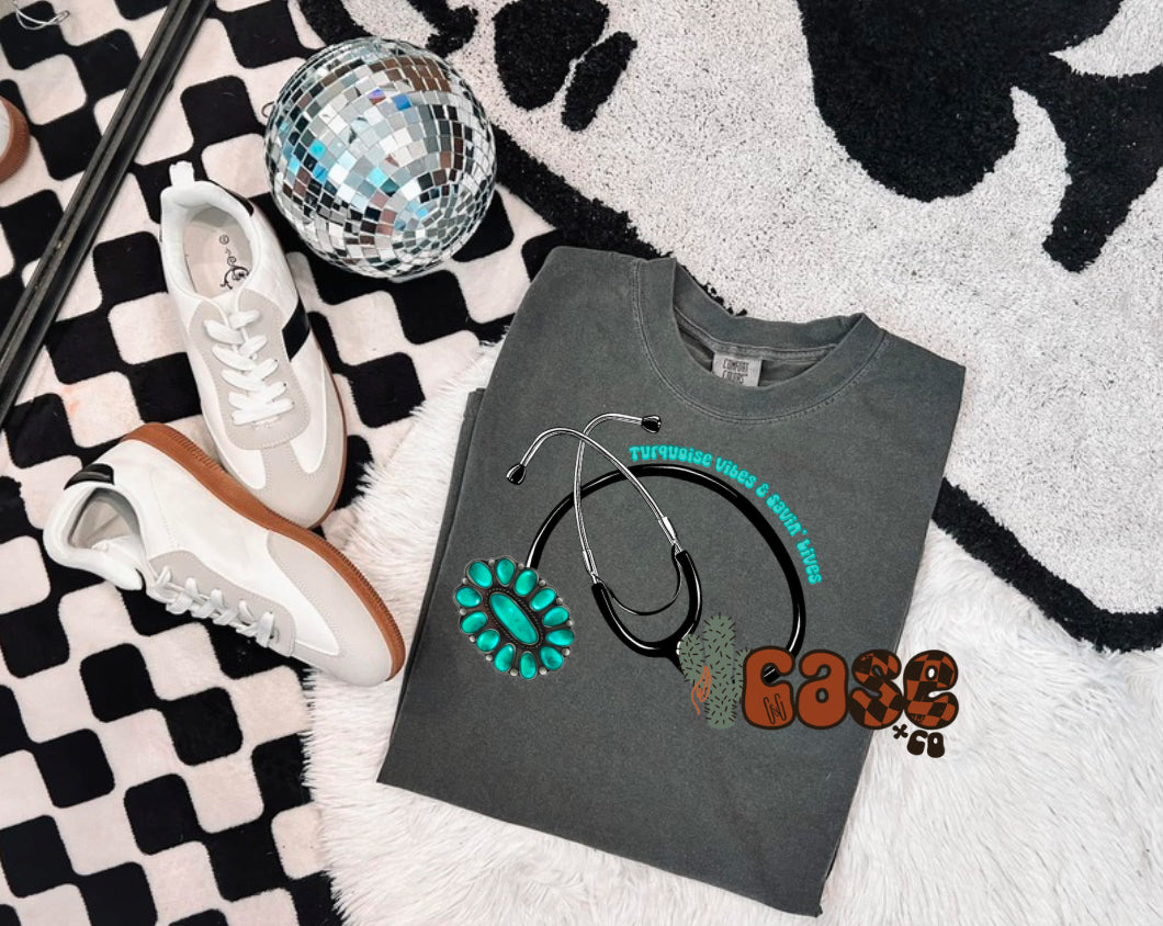 Turquoise Stethoscope Tee